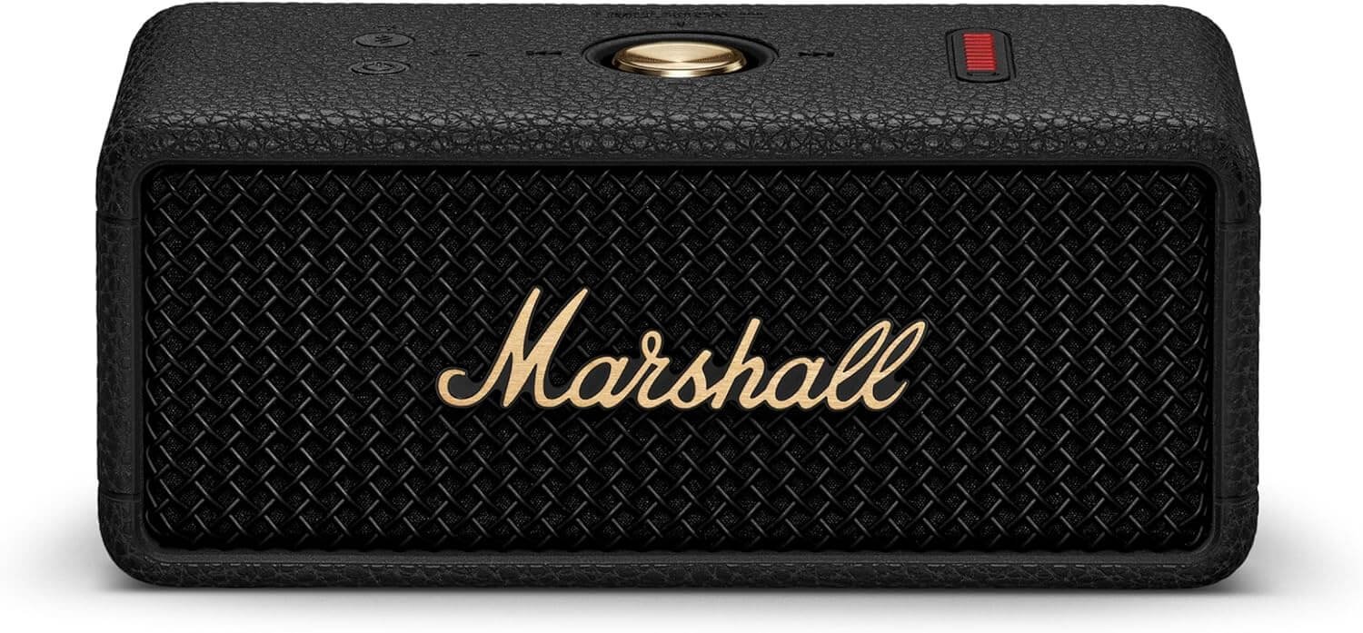 Marshall Emberton III Portable Bluetooth Speaker, Wireless, IP67 Dust and Waterproof, Over 32 Hours Playtime - Black and Brass