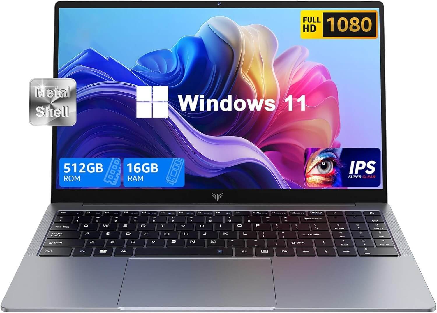 2025 Laptop Computer with Windows 11, Intel N150 Quad-Core Processor 16GB DDR4 RAM 512GB SSD, 15.6" FHD IPS Display, Long Battery Life, Traditional Laptops for Business Office Student Gaming