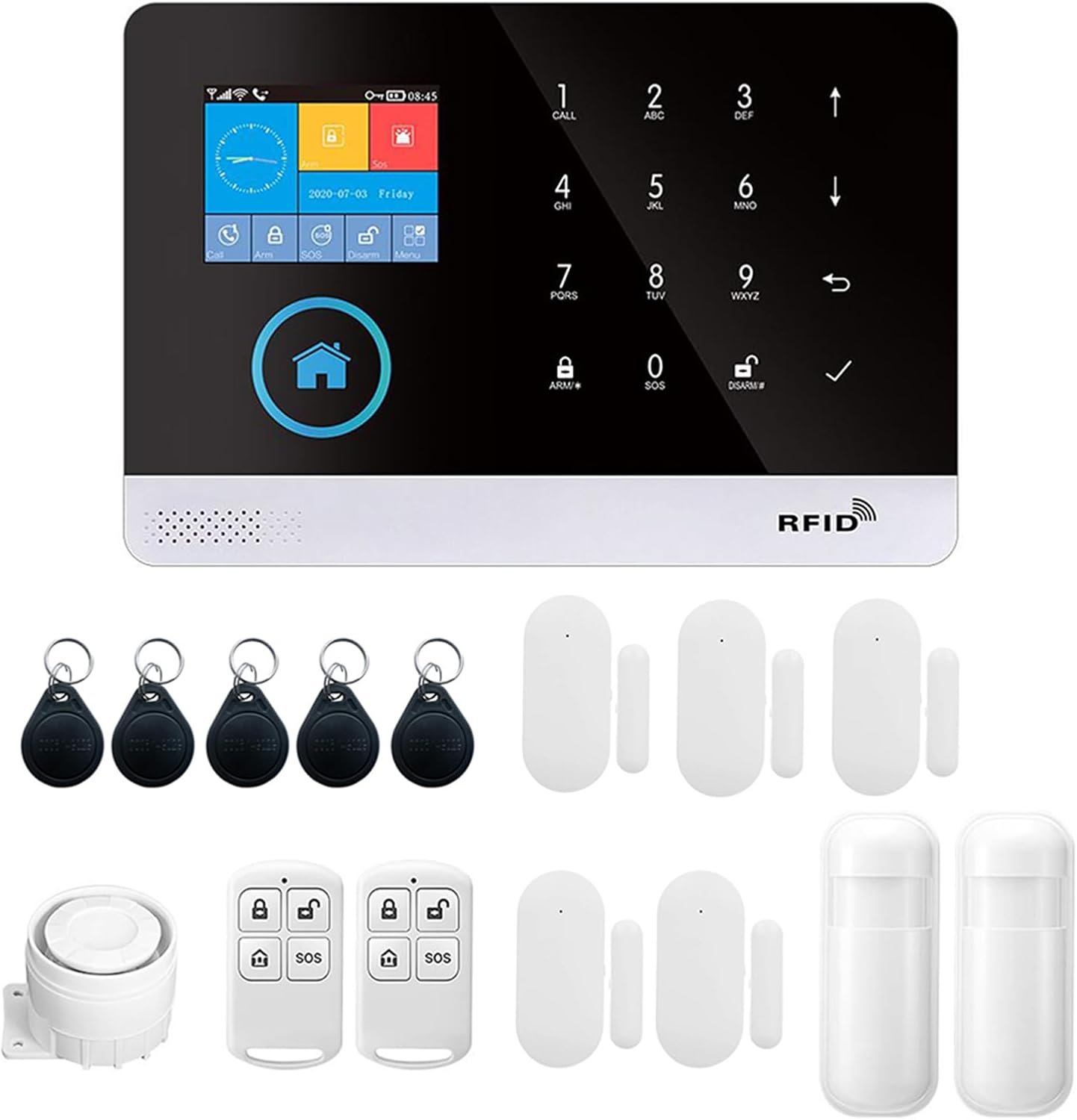 433MHz Wireless WIFI + GSM Auto-dial Alarm Security System LCD Display Door Sensor Remote Control Compatible with Alexa Home Voice Control Smart Home Burglar Security Alarm System