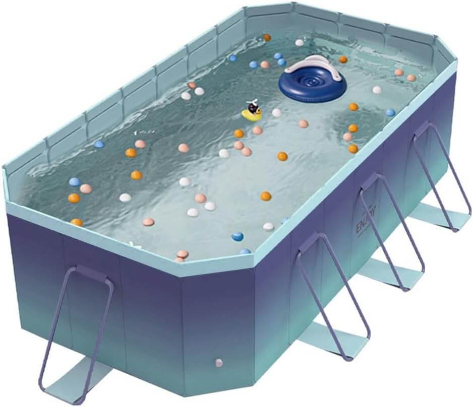 YYW Foldable Swimming Pools Above Ground Pool Garden Big Frame Pools Outdoor Full-Sized Square Pools for Family Adult Kid Dog Easy to Assemble (9.6ft*64.96 * 21.65in(L*W*H))