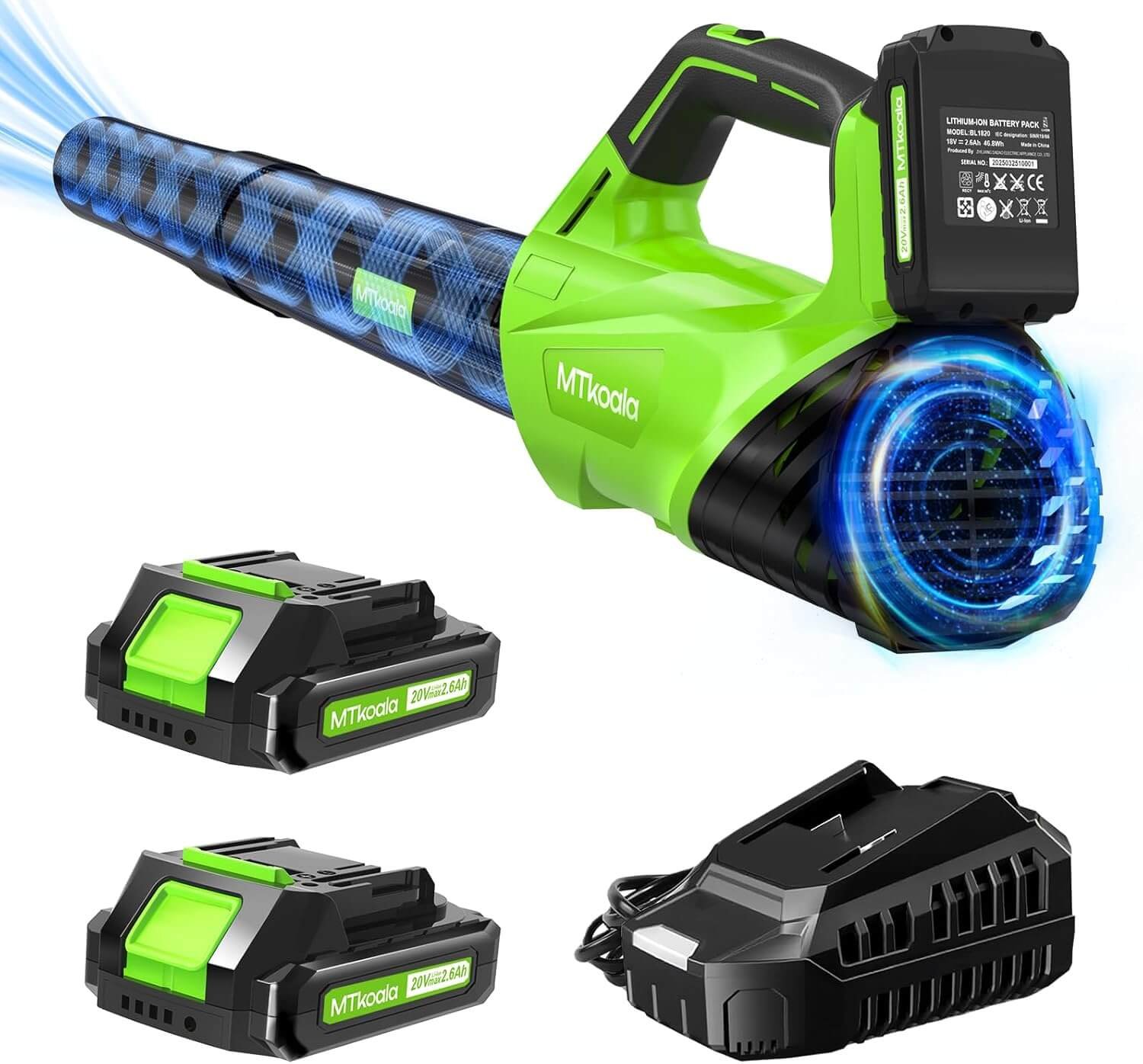 2025 Upgrade Leaf Blower, Leaf Blower Cordless with 2*2.6AH Batteries and Fast Charger, 450CFM &150MPH and 2 Speed Mode, Lightweight Electric Leaf Blowers for Lawn,Yard