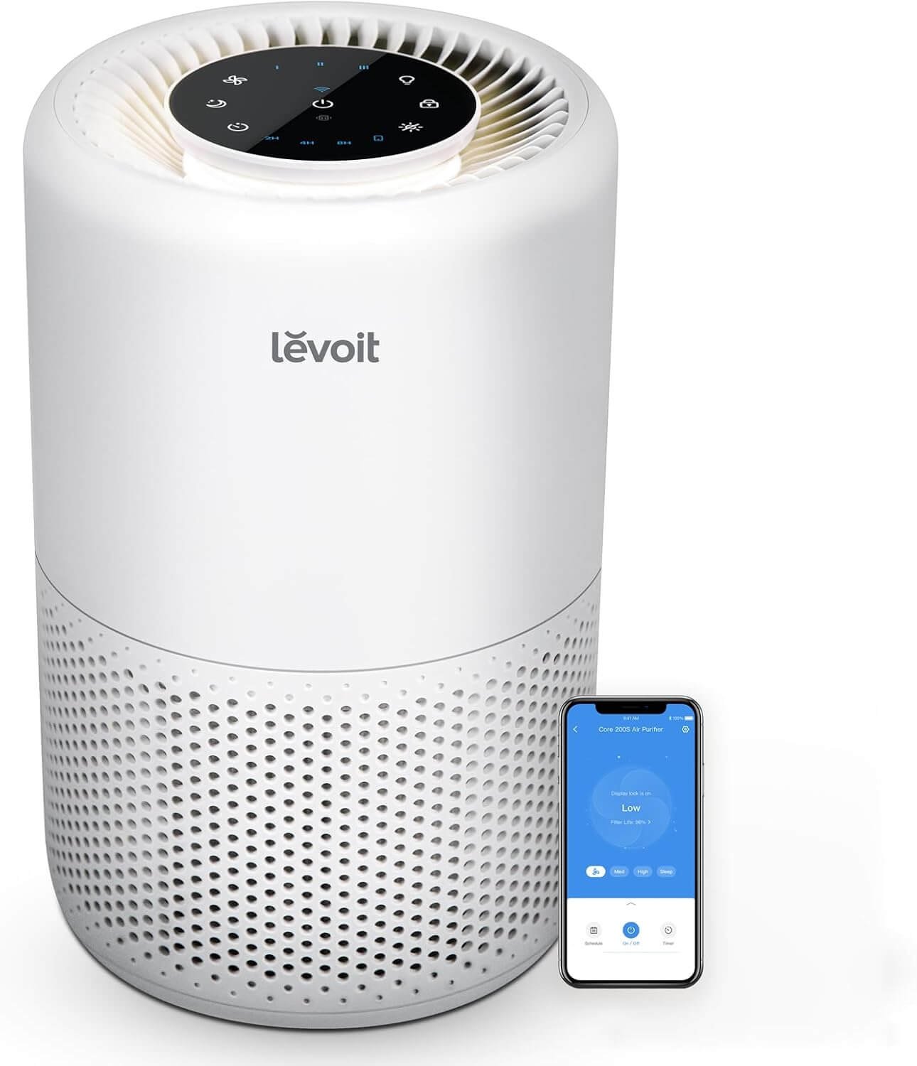 LEVOIT Air Purifier for Home Bedroom, Smart WiFi Alexa Control, AHAM VERIFIDE, 3-in-1 Filter with HEPA Sleep Mode for Allergens, Pollutants, Smoke, Dust, Core 200S-P, White