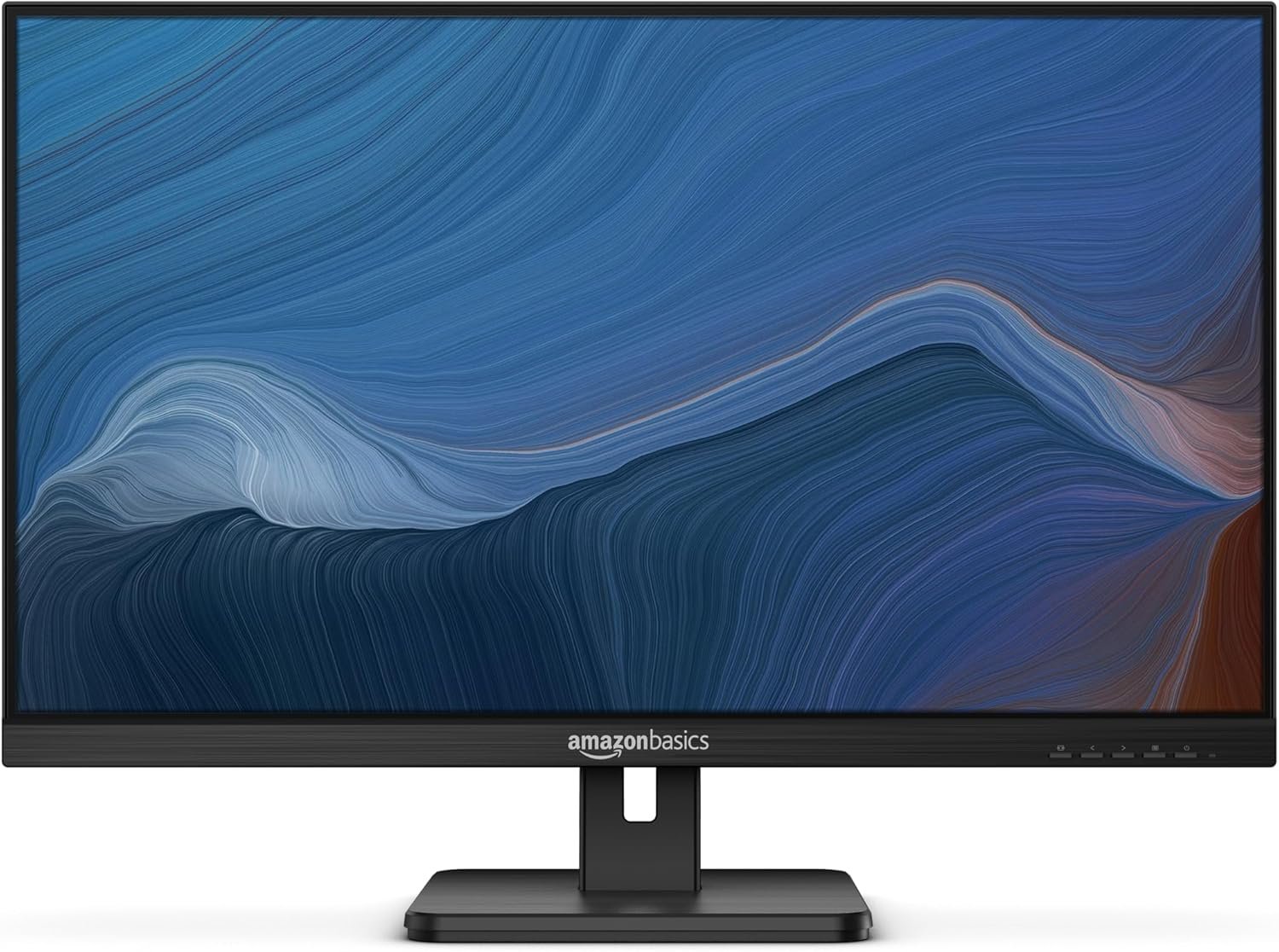mazon Basics IPS Monitor 75 Hz Powered with AOC Technology FHD 1080P HDMI, Display Port and VGA Input VESA Compatible Built-in Speakers for Office and Home, 27 in, Black