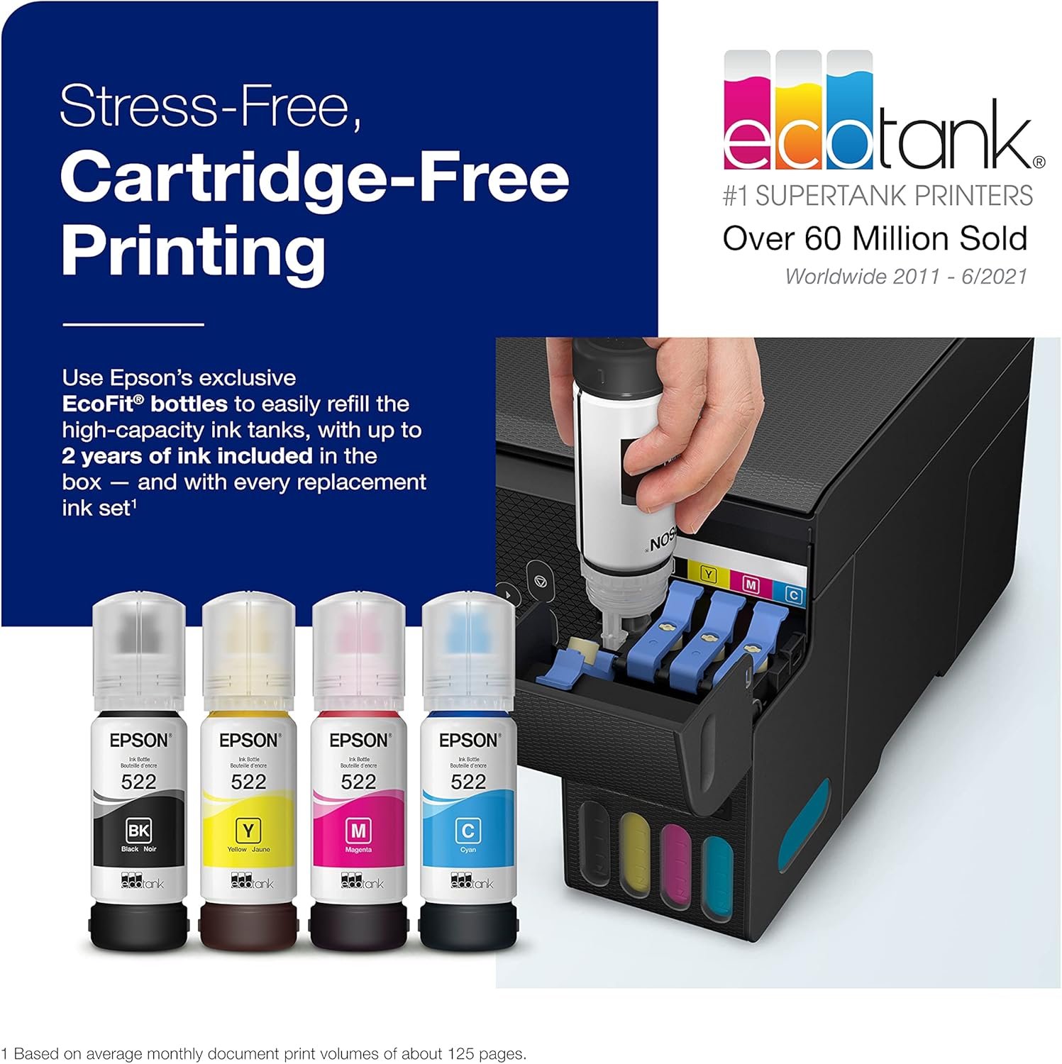 Epson EcoTank ET-2800 Wireless Color All-in-One Cartridge-Free Supertank Printer with Scan and Copy The Ideal Basic Home Printer