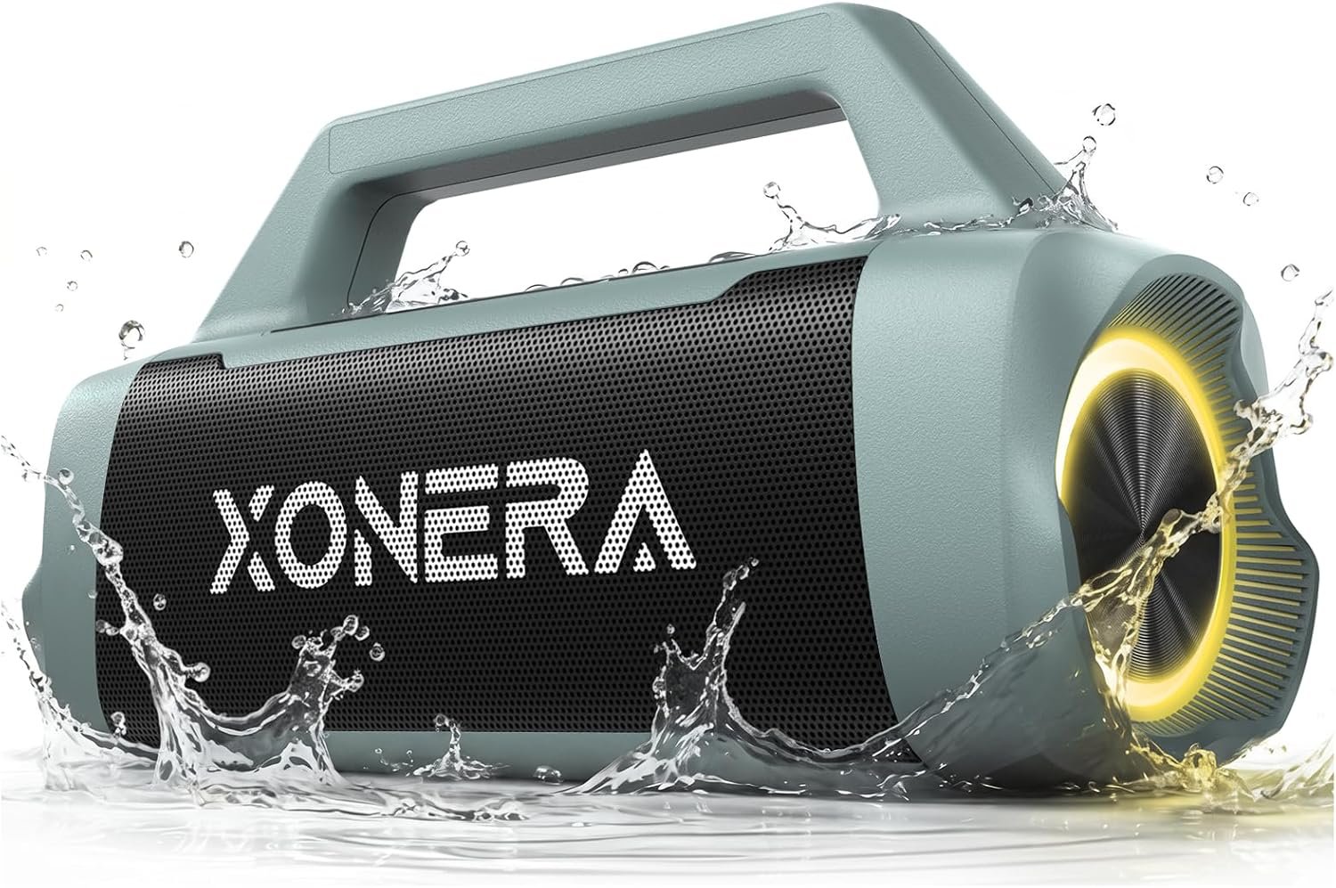 Xonera portable Bluetooth speaker in smoky blue for camping, beach trips, boating, pool days, and outdoor music