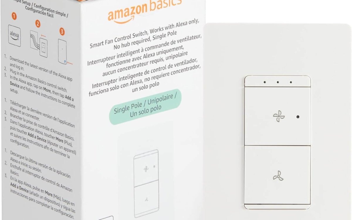 Amazon Basics Smart Fan Control Switch, Single Pole, Works with Alexa Only