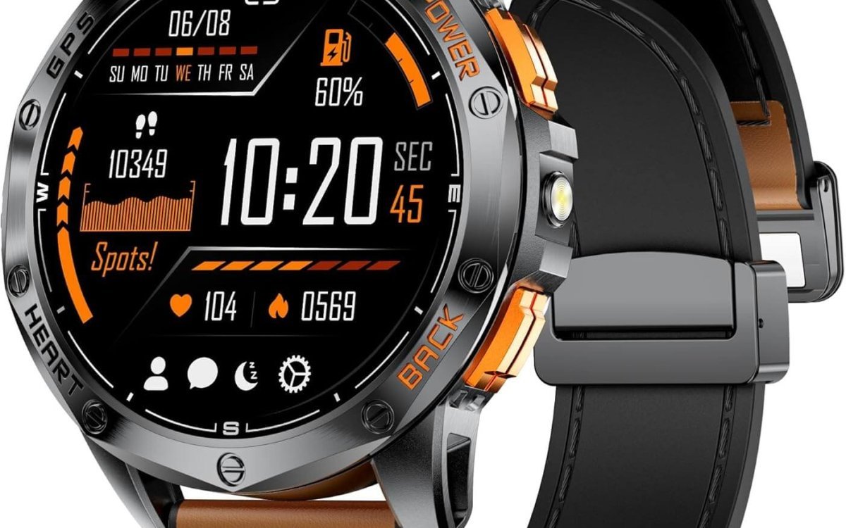 DREMAC DM1 GPS Smartwatch Men 48mm-1.43'' AMOLED Display,Fitness Watch with 70+ Sport Modes/Health Monitor,Outdoor Smartwatch with LED Flashlight/Altimeter/Compass,IP68 Waterproof for iOS Android